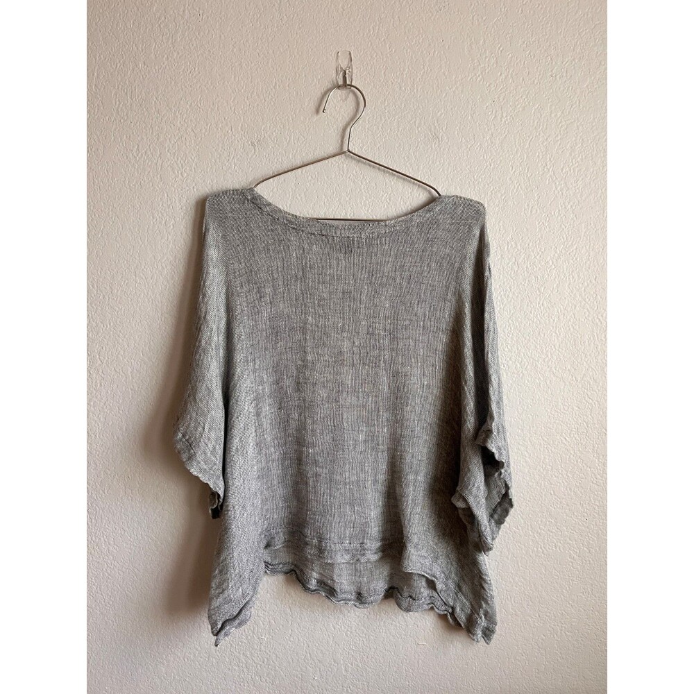 Eileen Fisher Linen Poncho Top in Gray Size MEDIUM